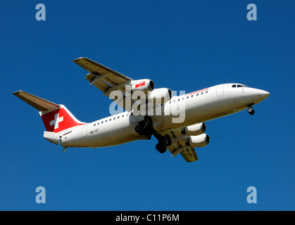 146 AVRO RJ100 Flugzeuge von Swiss International Air Lines Stockfoto