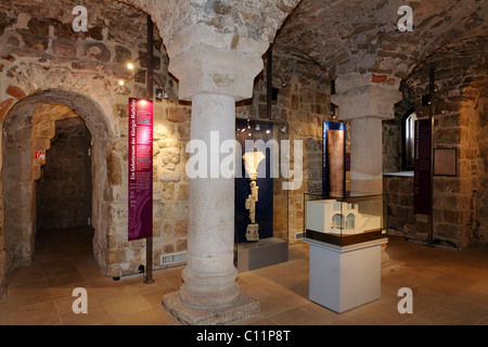 Mittelalterlichen Gewölbekeller, Schlossmuseum, Quedlinburg, Harz, Sachsen-Anhalt, Deutschland, Europa Stockfoto