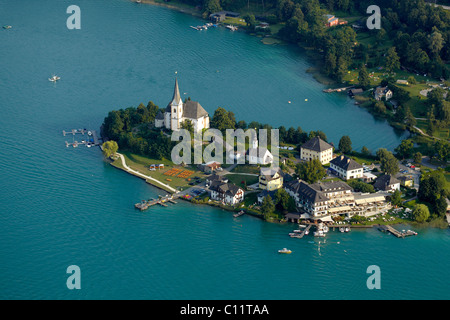 Luftaufnahme, Maria Woerth, See Wörthersee, Kärnten, Österreich, Europa Stockfoto