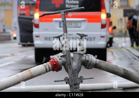 Feuer auf Urbanstrasse Straße 1, in Stuttgart-Mitte in der Nähe Charlottenplatz Square, Stuttgart, Baden-Württemberg, Deutschland, Europa Stockfoto