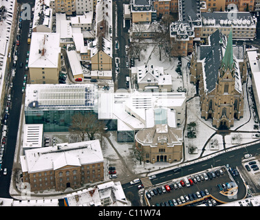 Luftbild, Schnee, Karl-Ernst-Osthaus-Museum, Hagen, Nordrhein-Westfalen, Deutschland, Europa Stockfoto