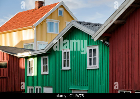 Holzhäuser, Smoegen, Westküste Schweden, Skandinavien, Europa Stockfoto