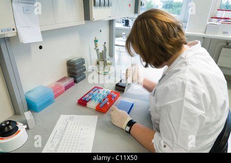 Labor-Szene, Labor für genetische Analysen Stockfoto