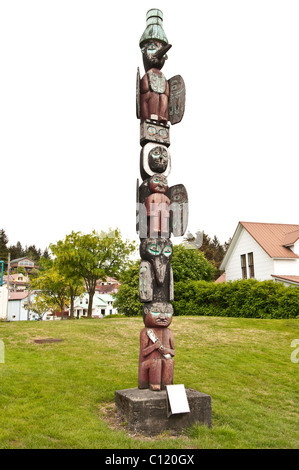 Alaska. Die Raben Totem Wrangell, südöstlichen Alaska. Stockfoto