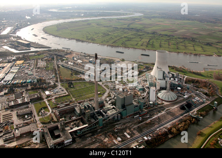 Luftaufnahme, EVONIK STEAG-Kohlekraftwerk Walsum, Baustelle, Duisburg, Nordrhein-Westfalen, Rhein, Ruhr Stockfoto