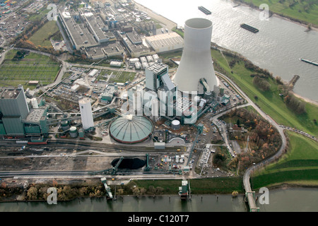 Luftaufnahme, EVONIK STEAG-Kohlekraftwerk Walsum, Baustelle, Duisburg, Nordrhein-Westfalen, Rhein, Ruhr Stockfoto