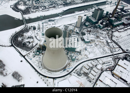 Luftaufnahme, cooling Tower, Baustelle, Kohlekraftwerk Walsum stehlen EVONIK STEAG, Schnee, Duisburg, Rhein Stockfoto