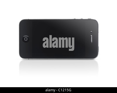 Apple iPhone 4 Smartphone mit klaren Bildschirm mit Beschneidungspfad auf weißem Hintergrund isoliert. Qualitativ hochwertige Fotos. Stockfoto