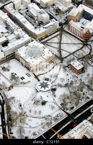 Luftbild, großen Platz im Schnee, Rathaus, Dortmund, Ruhrgebiet Region, North Rhine-Westphalia, Deutschland, Europa Stockfoto