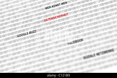 Datensicherheit in sozialen Netzwerken im Internet, Google Buzz, Facebook, Wer-Kennt-Wen, Schutz von Jugendlichen Stockfoto