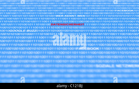 Datensicherheit in sozialen Netzwerken im Internet, Google Buzz, Facebook, Wer-Kennt-Wen, Schutz von Jugendlichen Stockfoto
