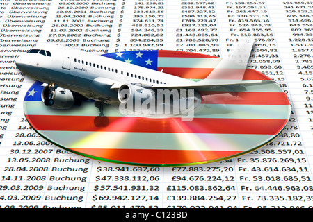 Symbolisches Bild Datenaustausch, Flugdaten, Passagierdaten, auf CD, DVD, USA Stockfoto