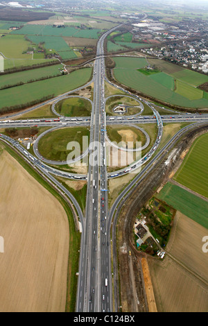 Luftaufnahme, Kamen Kreuz, Kreuzung A1 A2, Kamen, Ruhr Area, North Rhine-Westphalia, Germany, Europa Stockfoto