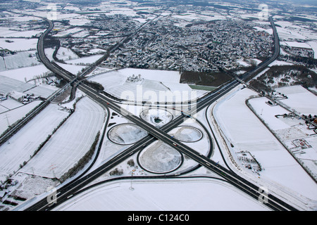 Luftaufnahme, Kamen Kreuz, Kreuzung A1 A2, Kamen, Ruhr Area, North Rhine-Westphalia, Germany, Europa Stockfoto