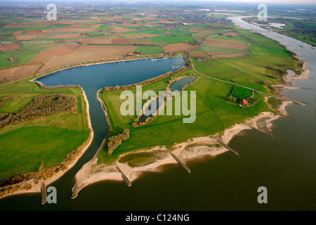 Luftbild anzeigen, Grietherort, Rhein, Hafen, Marina, Rees, Niederrhein Region, North Rhine-Westphalia, Deutschland, Europa Stockfoto