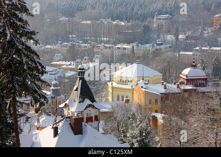 Blick auf den winterlichen Marianske Lazne, Tschechische Republik, Europa Stockfoto