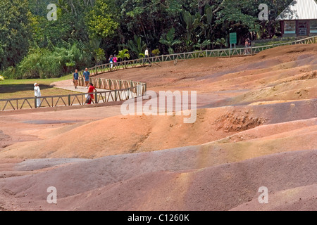 Das berühmte "Farbige Erde" Gebiet in Chamarel, in Mauritius Stockfoto