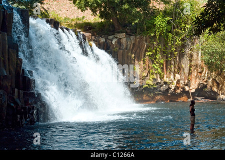 Rochester Falls, einem berühmten Wasserfall in der Nähe von Souillac im Süden der Insel Mauritius Indischer Ozean Stockfoto