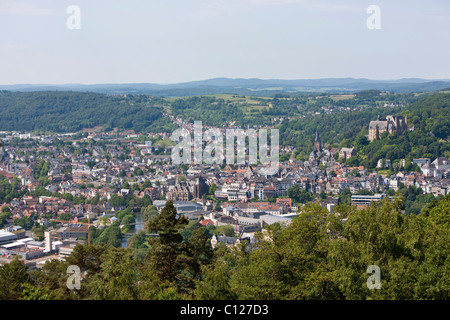 Blick über Marburg ein der Lahn, Marburg, Hessen, Deutschland, Europa Stockfoto