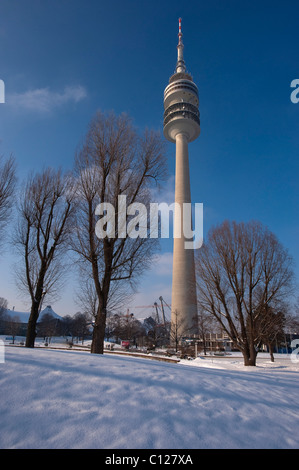 Olympiaturm, Olympiapark, München, Bayern, Deutschland, Europa Stockfoto
