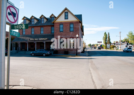 Saratoga, Snowy Range & Sierra Madre Mountains, feine Shopping, Essen, 49 Meilen westlich von Centennial, über Hwy 130, Wyoming, USA Stockfoto