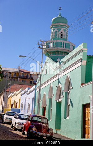 Bo-Kaap, bunten Häusern im Quartier Malay, Moschee, Cape Town, Western Cape, Südafrika, Afrika Stockfoto