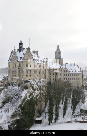 Schloss Sigmaringen Schloss im Winter, Sigmaringen, Baden-Württemberg, Deutschland, Europa Stockfoto
