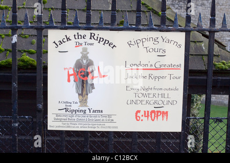 Eine Plakatwerbung Jake die Ripper-Touren in der Stadt London England Stockfoto