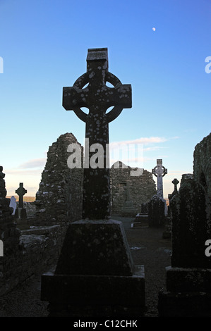 Keltisches Kreuz bei Slane Abbey Co. Meath Ireland Stockfoto