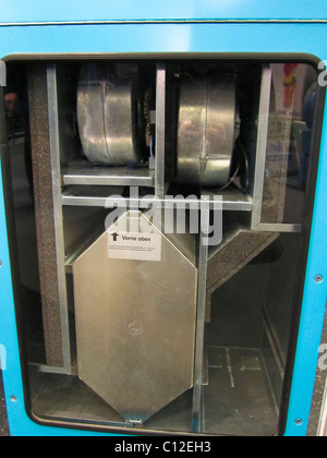 Paris, Frankreich, Fachmesse für nachhaltige Entwicklung / ökologische Gebäude, Ecobat, Detail, Ausrüstung für kanadische Well-Öko-Heizung, umweltfreundliche Produkte, kohlenstoffarme Heizung Stockfoto