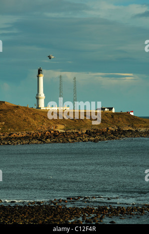 Detail von der Küste und Nordsee vom South Aberdeen Küstenweg in der Winterzeit Stockfoto