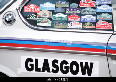 Monte Carlo Rally Glasgow, Detail eines Autos vor dem Start geparkt, Schottland, Großbritannien Stockfoto