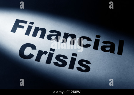 Licht und Wort der Finanzkrise für Hintergrund Stockfoto