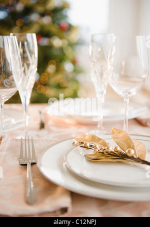 USA, New Jersey, Jersey City, Weihnachtstisch einstellen Stockfoto