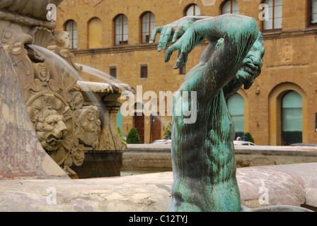 Brunnen von Neptun, Logia dei Lanzi, Piazza della Signoria, Florenz, Italien Stockfoto