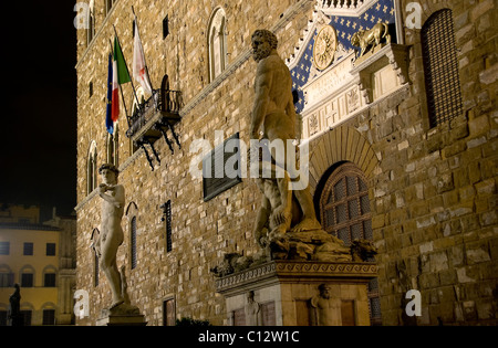 David von Michelangelo Buonarroti in Piazza della Signoria in Florenz, Italien Stockfoto