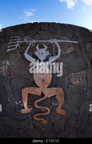Montanas del Fuego Timanfaya Zeichen Stockfoto