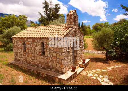 Orthodoxe Kapelle, Kefalonia, Ionische Inseln, Griechenland. Stockfoto