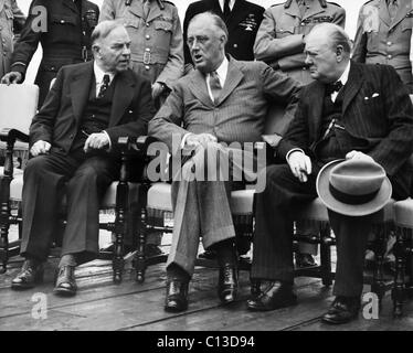 Dem zweiten Weltkrieg. Von links: der kanadische Premierminister W.L. Mackenzie King, US-Präsident Franklin Delano Roosevelt, der britische Premierminister Winston Churchill im Rahmen der zweite Quebec Konferenz (Codename ACHTECK), Quebec City, Kanada, September 1944. Stockfoto