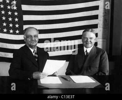 Zukunft-Vizepräsident Charles Curtis, Zukunft Präsident Herbert Hoover, 19. Juni 1928. Stockfoto