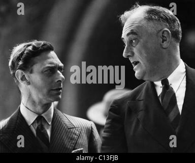 FDR Präsidentschaft. König George VI von England und US-Präsident Franklin Delano Roosevelt, St. James Episcopal Church, Hyde Park, New York, ca. 1930er Jahre. Stockfoto