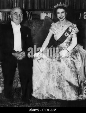 Britisches Königshaus. Zukunft-Königin von England Prinzessin Elizabeth und US-Präsident Harry Truman, Washington, D.C., ca. 1951. Stockfoto