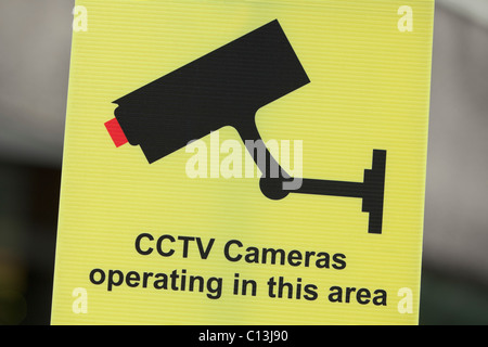 CCTV unterschreiben Warnung der Kamera im Einsatz, UK Stockfoto