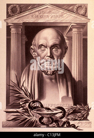 Hippokrates (460-375 v. Chr.). 20. Jahrhunderts Lithografie von Julius Schledorn. Stockfoto