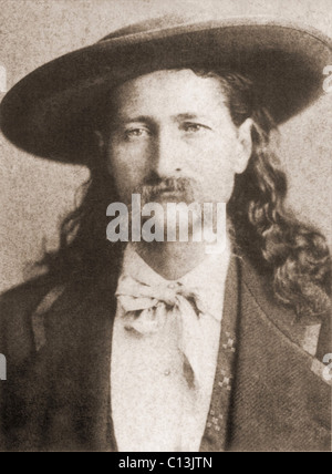 Wild Bill Hickok war ein gefeierter Revolverheld Gesetzeshüter in Frontier Gebiete von Kansas und Nebraska. Porträt, ca. 1870. Stockfoto