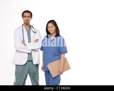 Porträt des jungen Arzt und Krankenschwester Stockfoto