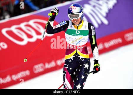 Lindsey Vonn (USA) bei der FIS Alpinen Ski-Weltmeisterschaften 2011 in Garmisch-Partenkirchen Stockfoto