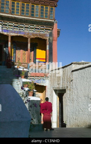 Mönch in Thikse Gompa, Ladakh, Indien Stockfoto