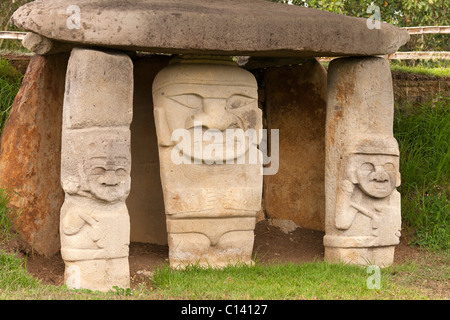 Auf San Agustin archäologische Stätte, Kolumbien, Südamerika, UNESCO-Weltkulturerbe in Huila Abteilung getroffen Stockfoto