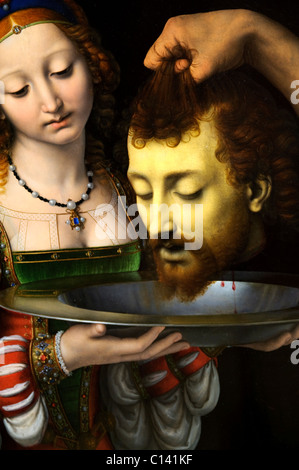 Detail: Salome mit dem Kopf von Johannes dem Täufer, von Andrea Solario, Stockfoto